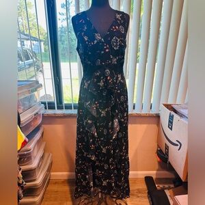 Little Mistress Black Floral Maxi Dress Size 10